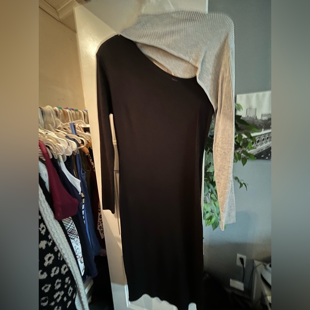 Black and grey lightweight sweater dress
